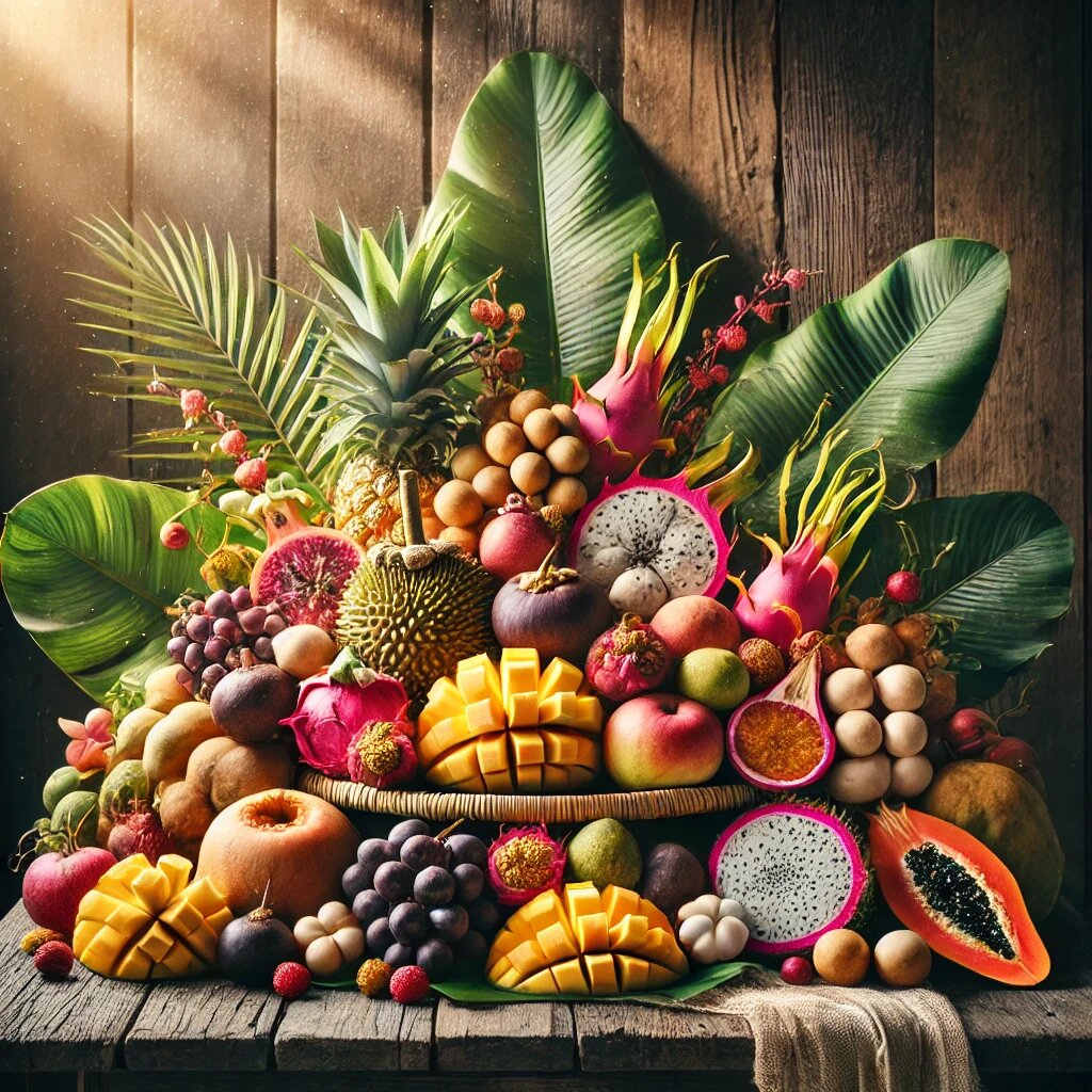Яркие тропические фрукты Таиланда.