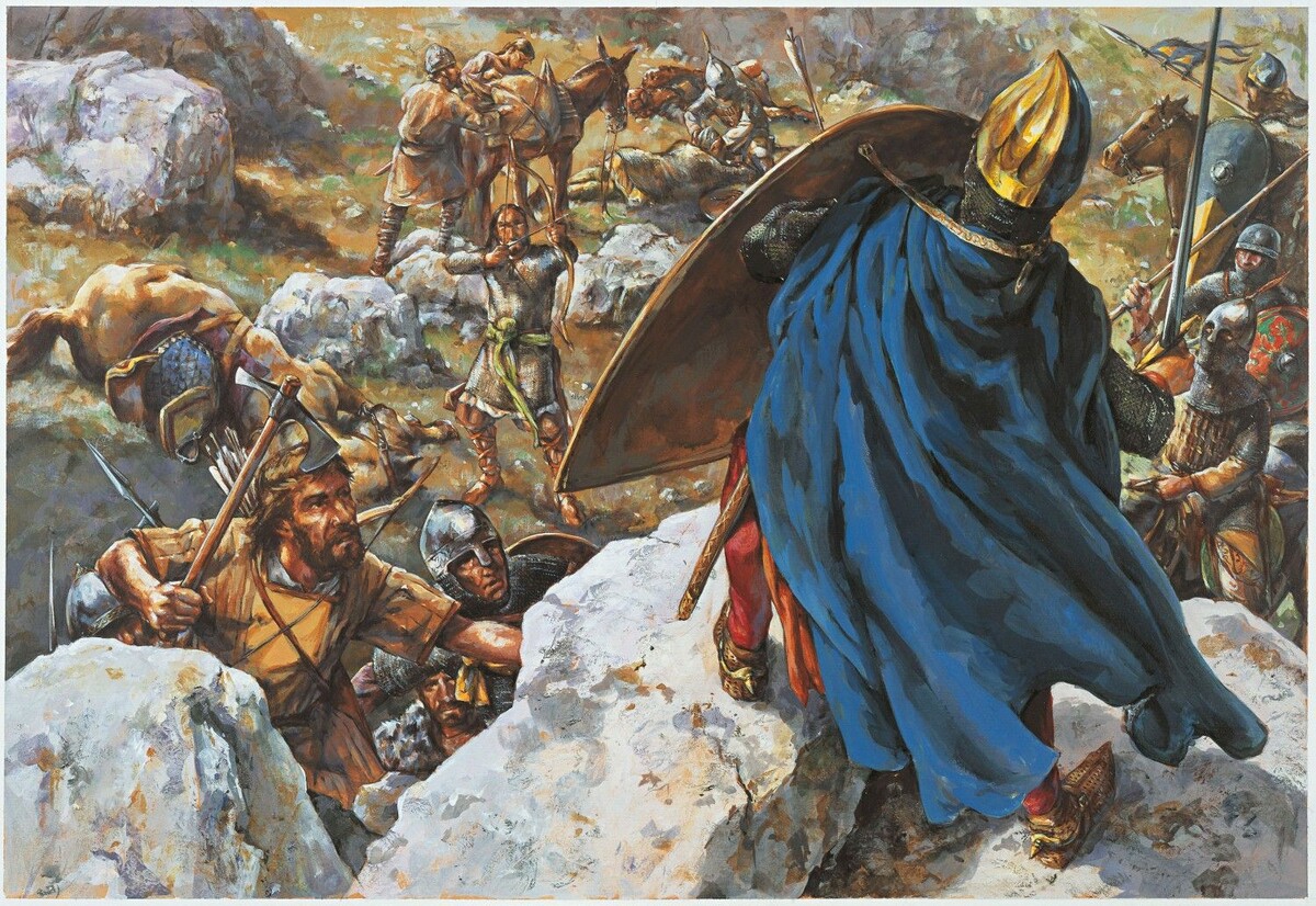 Король Людовик в сражении на реке Кадмус, январь 1148-го. Художник: Christa Hook