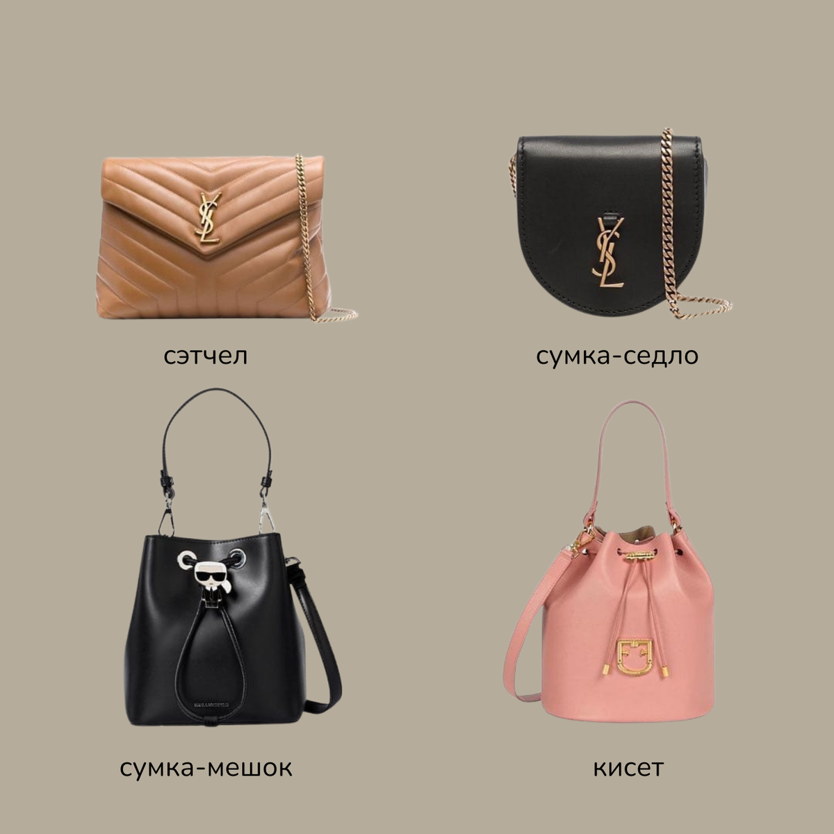 Виды сумок. Мобильное приложение стиля N2B.