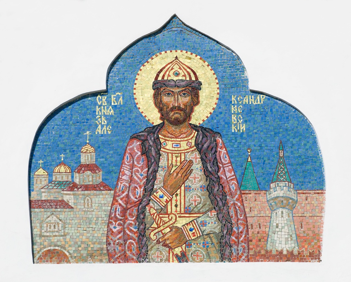    Александр Невский. Мозаичная икона на стене Феодоровского собора. Город Пушкин. Фото: Фотобанк Лори