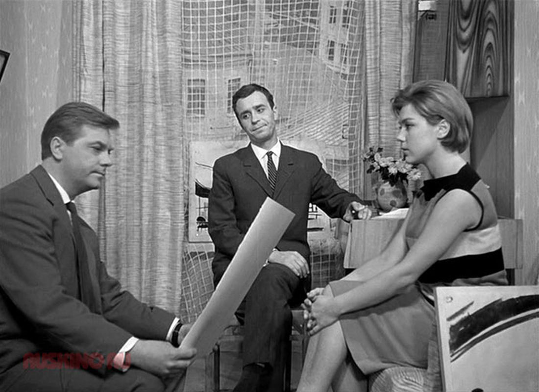 С О. Борисовым и Л. Голубкиной в комедии "Дайте жалобную книгу", 1966 год