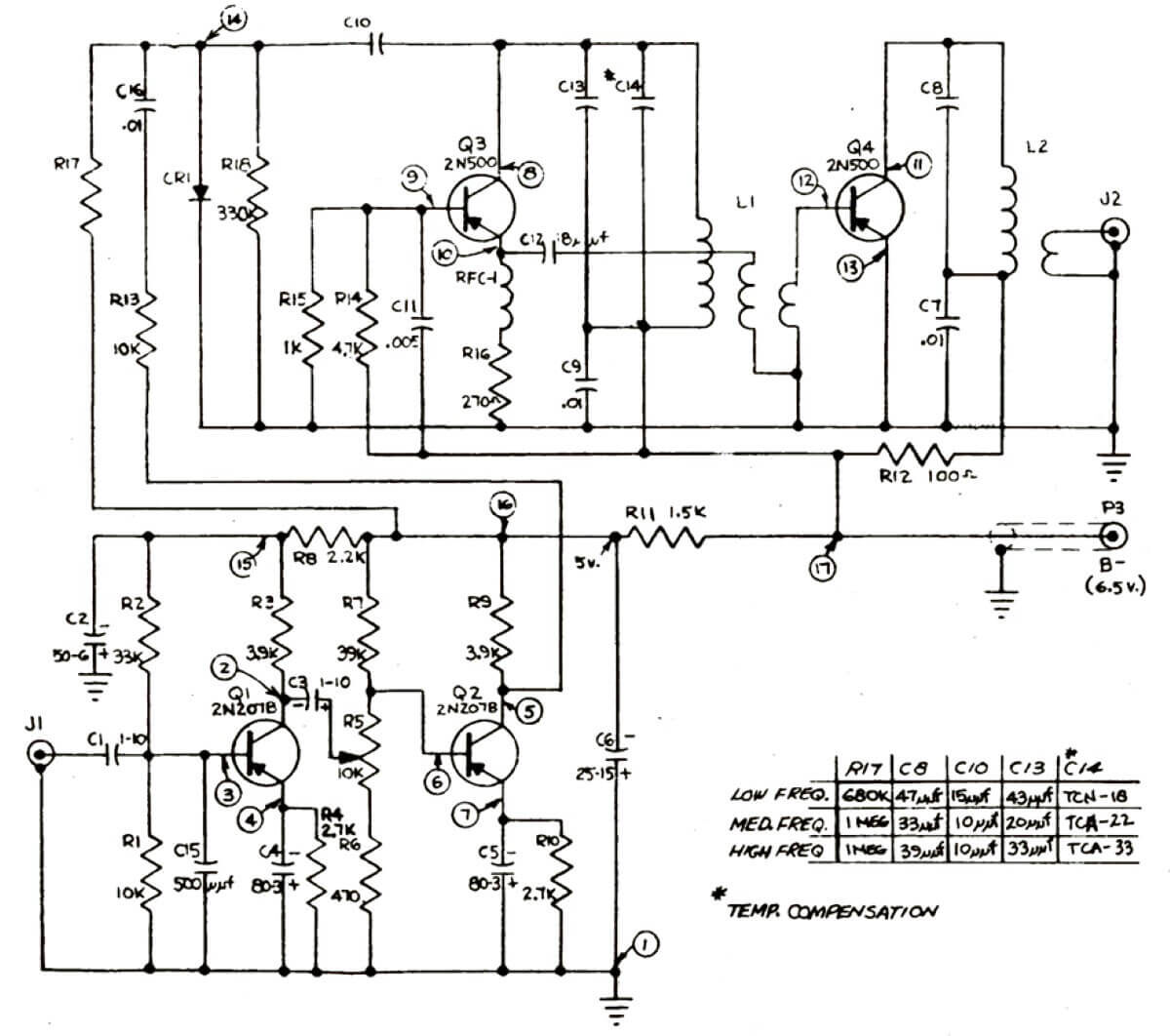 Принципиальная схема передатчика радиозакладки (жучка) SRT-3. Источник: Operating and Maintenance Manual for Transmitter RT-3R and PSU RT-3PS