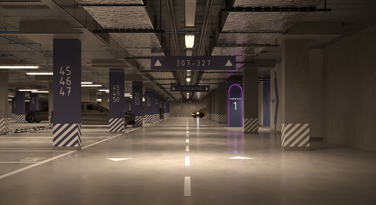 Подземная парковка в ЖК «Космо»