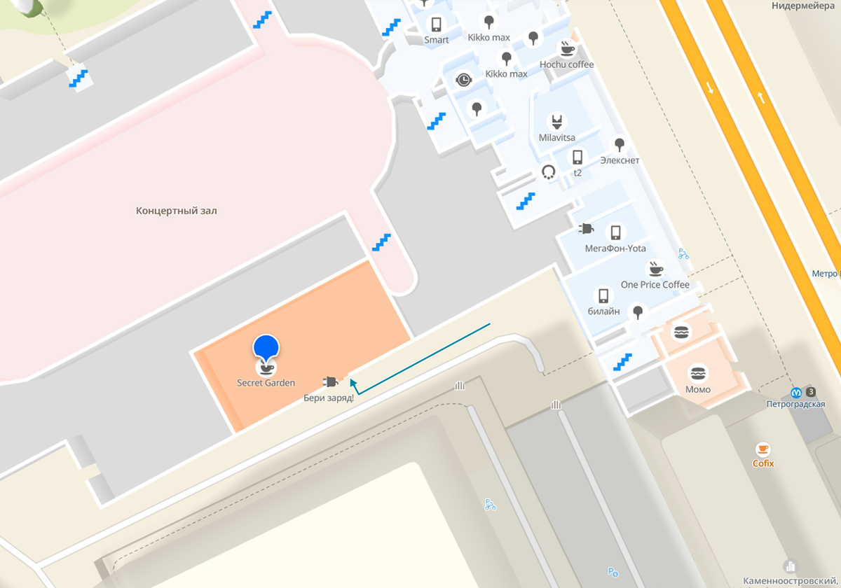 Как пройти к кафе «Chocolate Bar Secret Garden» от метро Петроградская