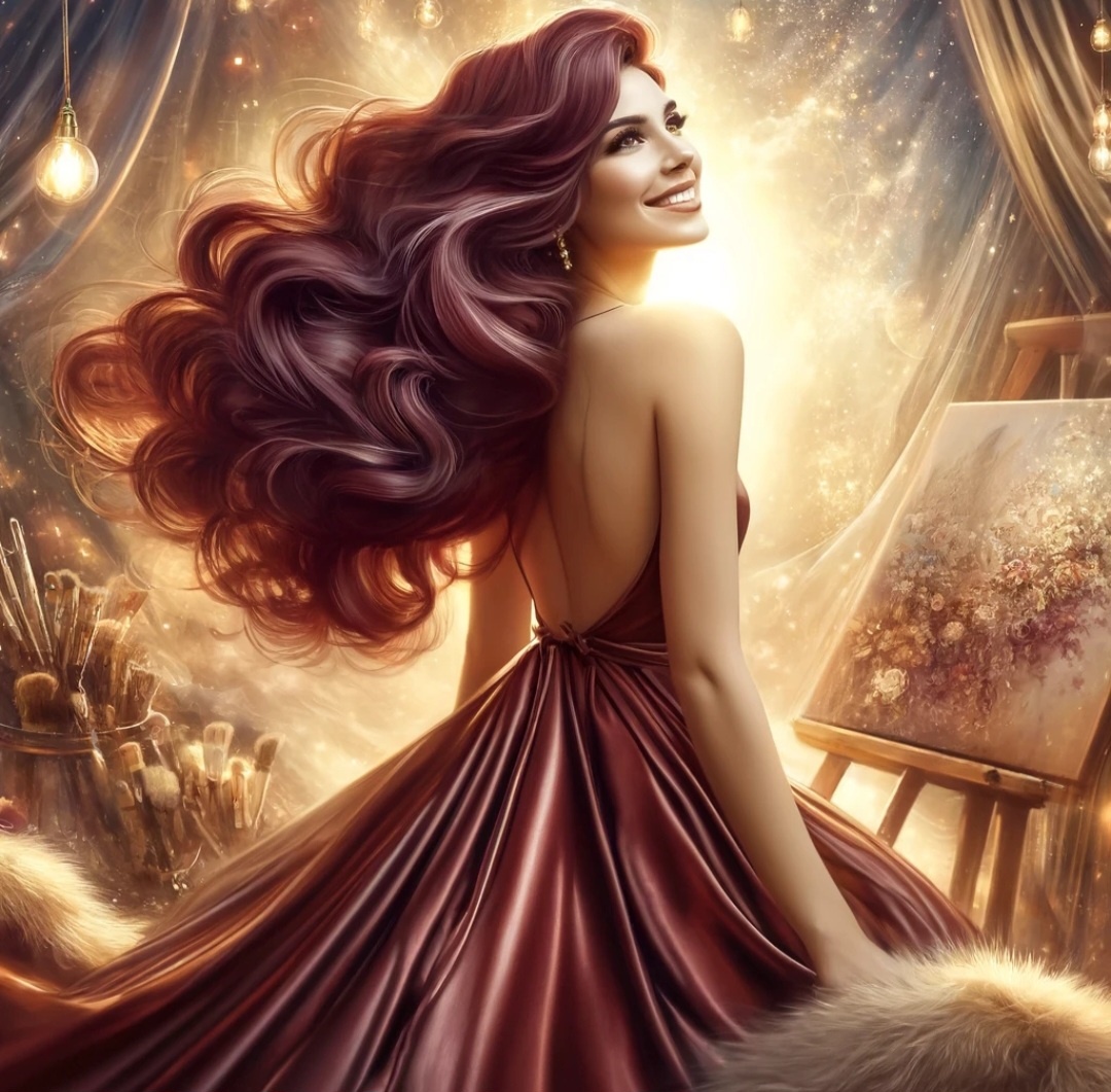 Вот мистическое воплощение дня с прекрасной женщиной, олицетворяющей творчество и изобилие.