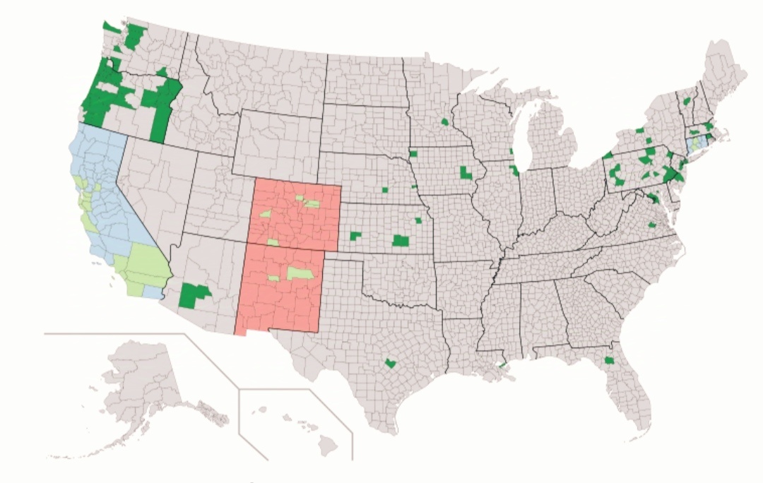 Разные цвета означают разные степени "убежища".