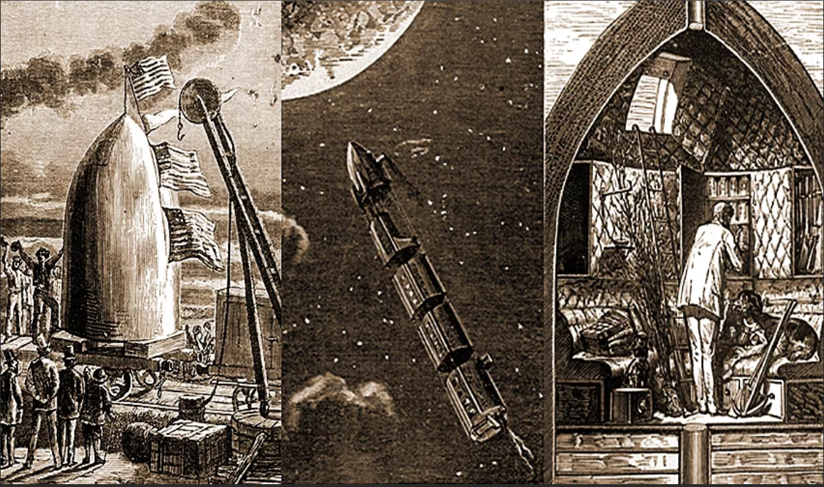 Анри де Монто. Иллюстрации к роману Жюль Верна "Из пушки на луну". Изображение взято из открытых источников