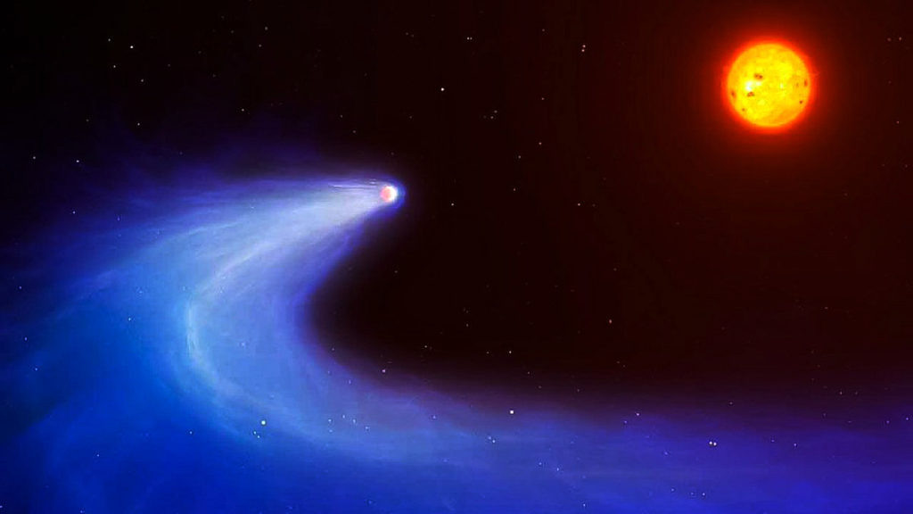 Движение экзопланеты Глизе 436b по орбите вокруг своей звезды