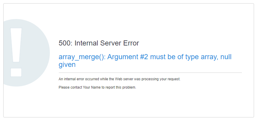 TypeError: array_merge(): Argument #2 must be of type array, bool given