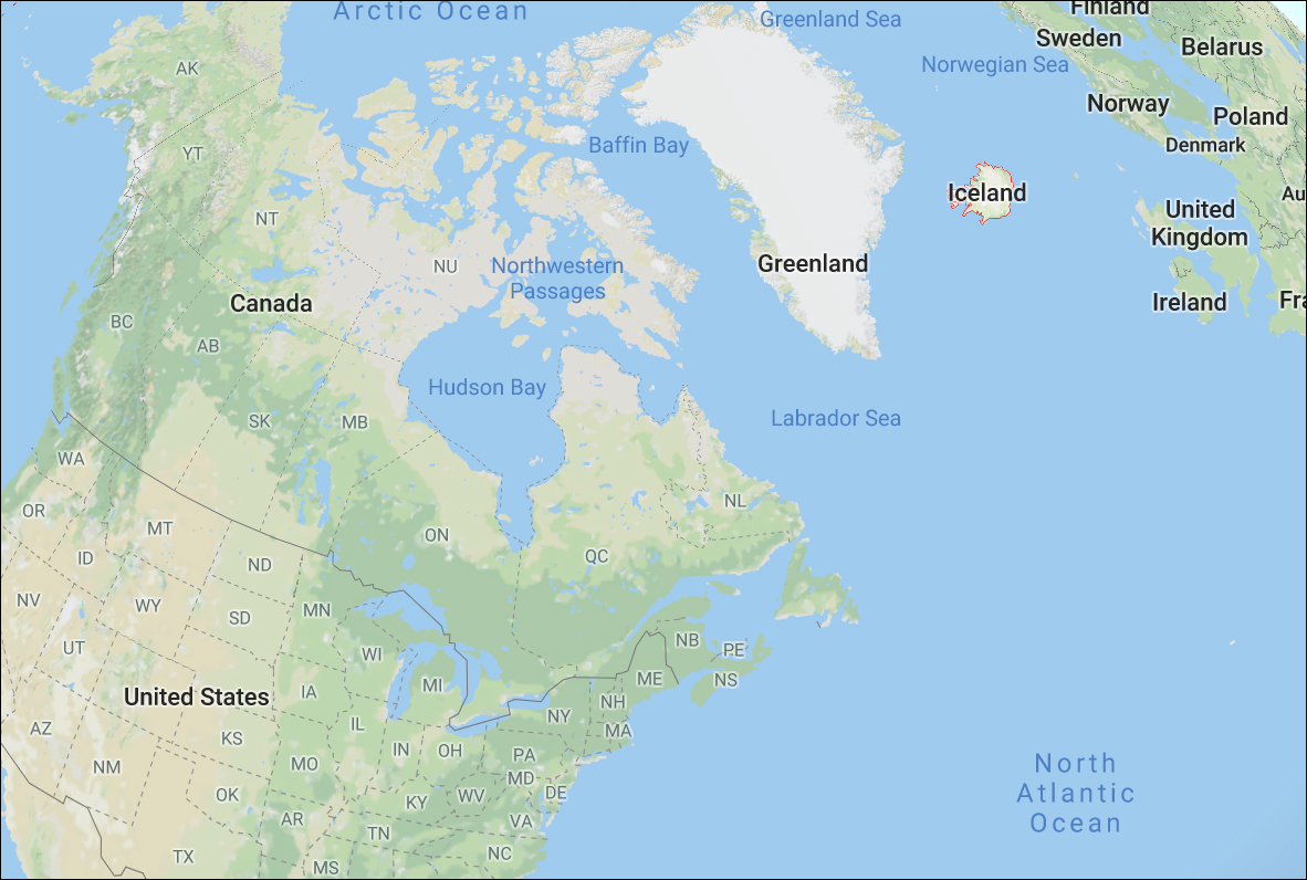 Море Лабрадор на карте