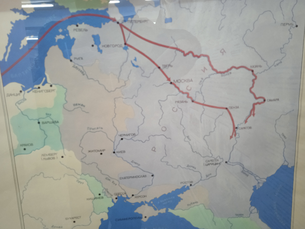 Карта путей переселения из краеведческого музея Маркса