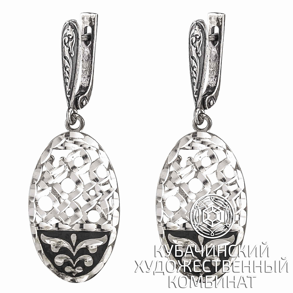 Крупные серебряные серьги 