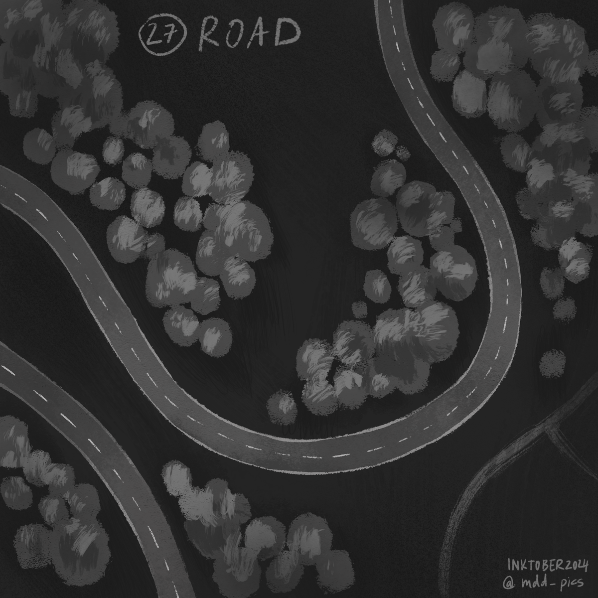 моя иллюстрация к челенжду инктобер на тему дня - дорога