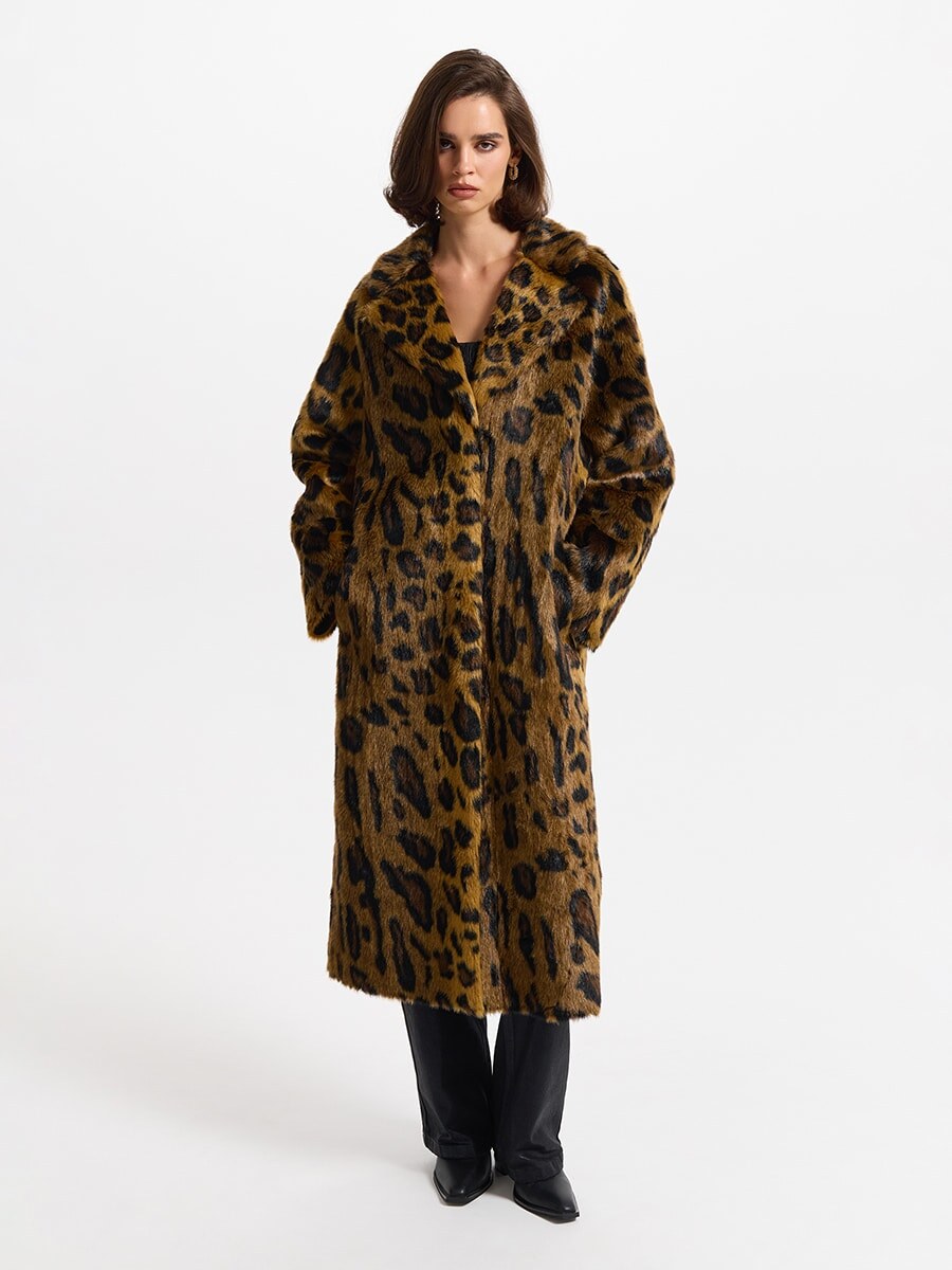 Шуба с леопардовым принтом
