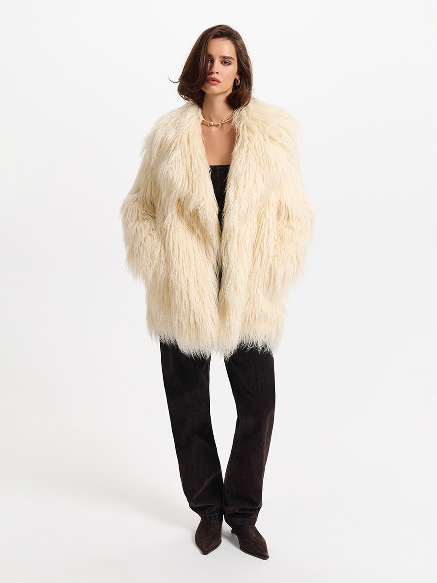 Шуба-альпака из искусственного меха