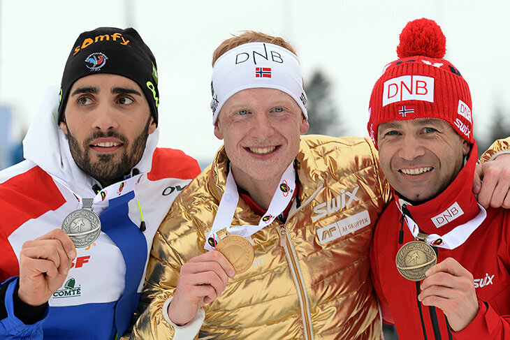 Мартен Фуркад, Йоханнес Бё и Уле-Айнар Бьорндален (2016) 