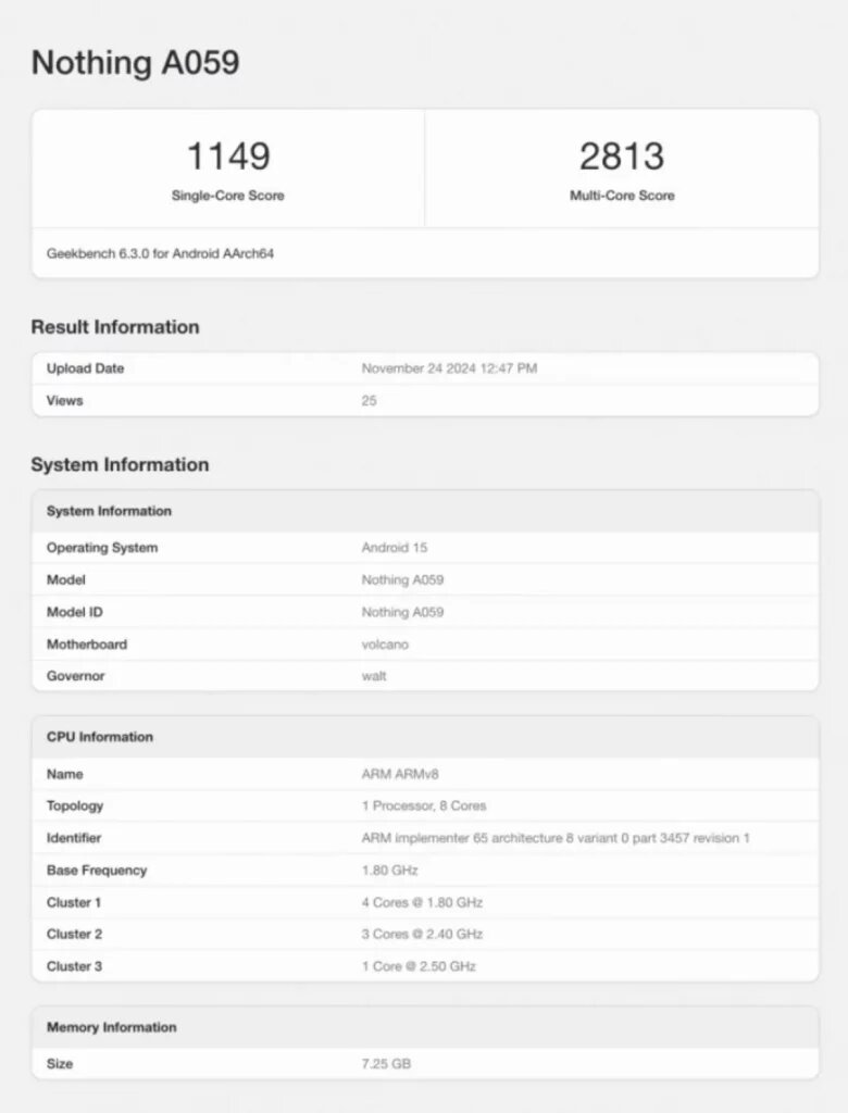    Данные с Nothing Phone (3) просочились в Geekbench