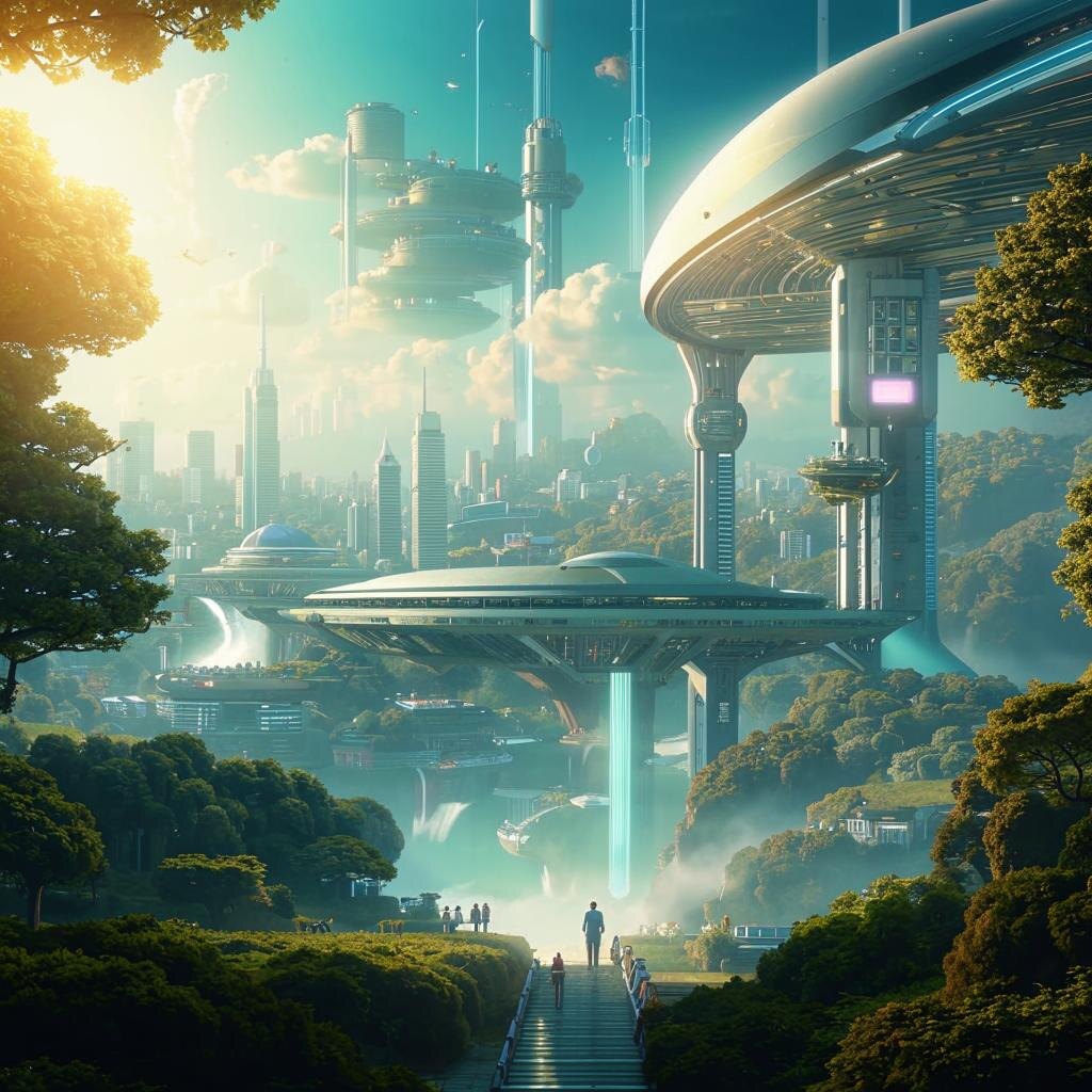 Таким ИИ видит светлое будущее по моему запросу:)