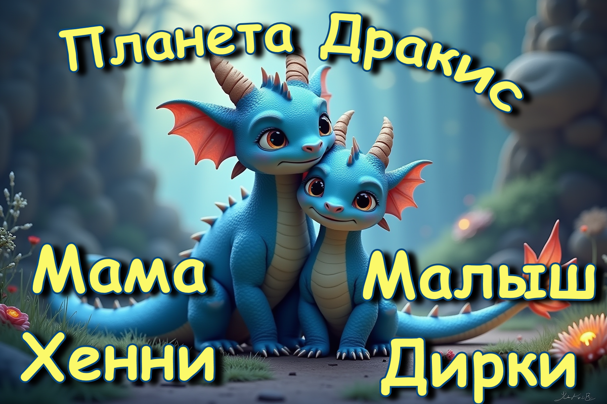 Драконы мама Хенни и малыш Дирки