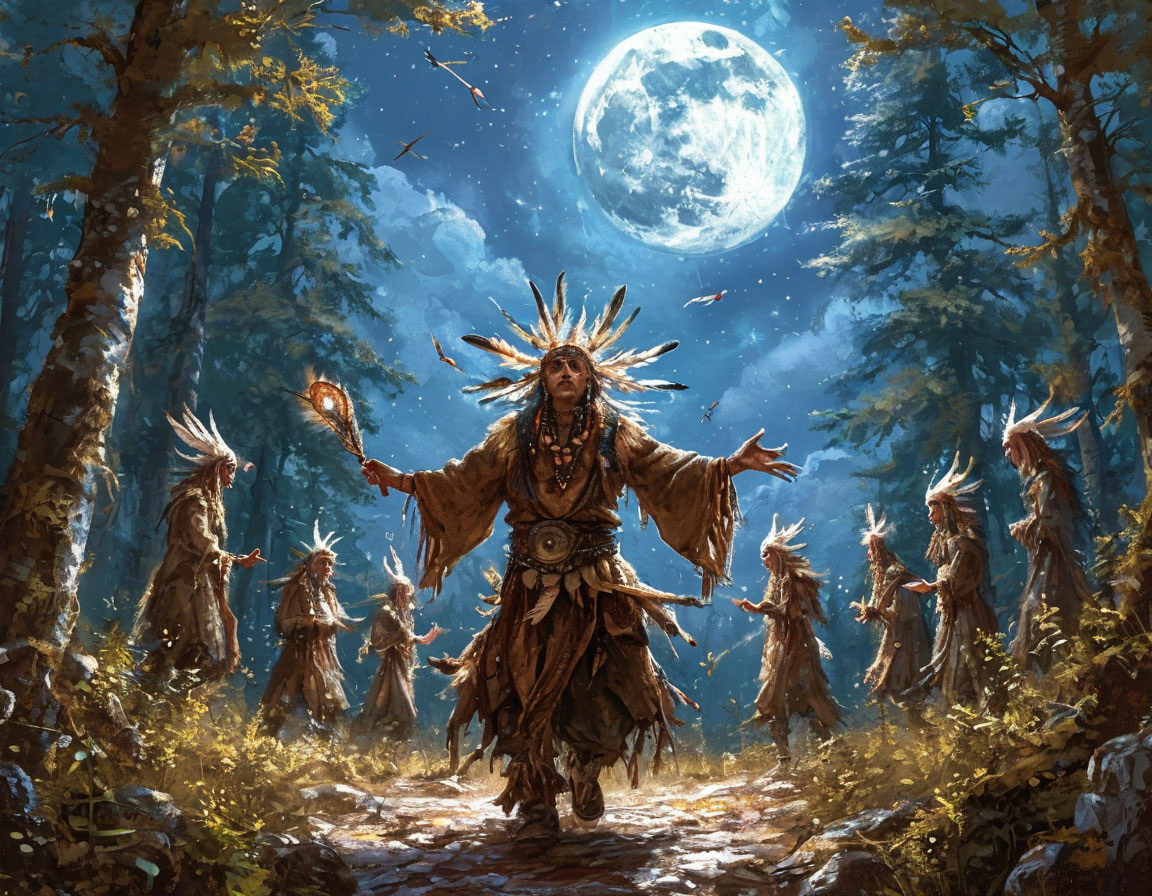 Шаман с ритуальными атрибутами