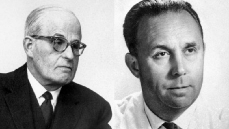 основатель компании "Chemie Grünenthal" Херман Фиттц (слева) и химик Генрих Мюктлер