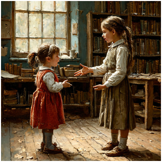 Сгенерировано ИИ-ссора  сестёр по подобию родителей.