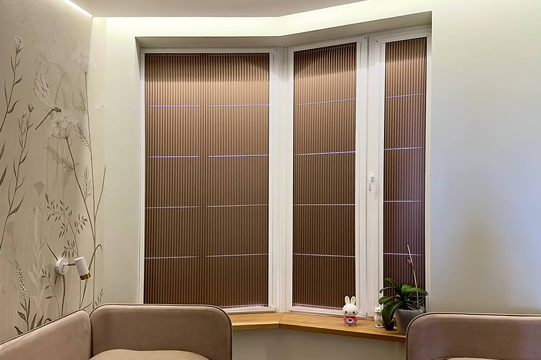 Шторы плиссе в гостинной