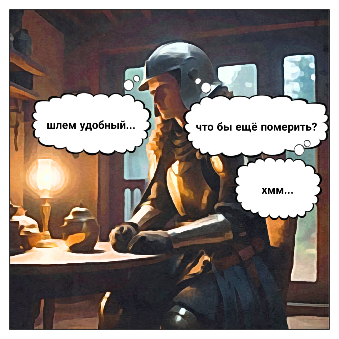 Маленький у этой принцессы Рыцарь, раз латы и шлем ей по размеру... 