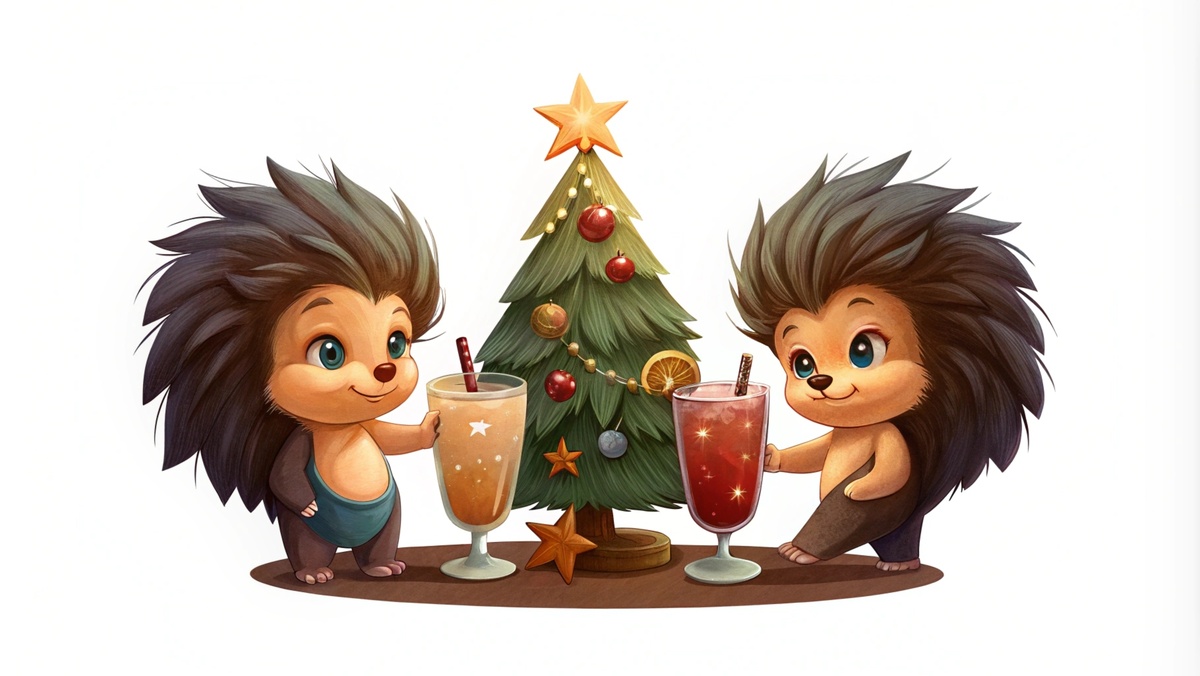 Ёжики и ёлка! Скоро Новый год!