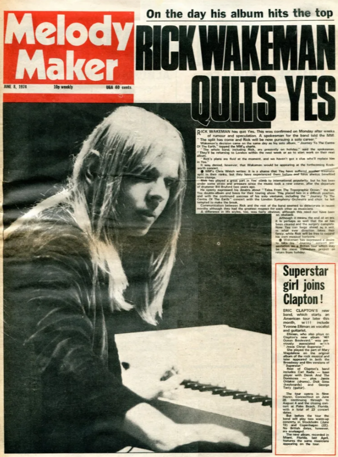 Газетная статья, из которой поклонники узнали об уходе Уэйкмана