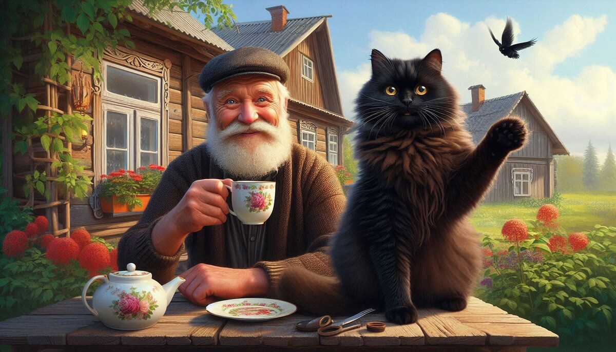 Дед Артём и черный Ёшкин кот