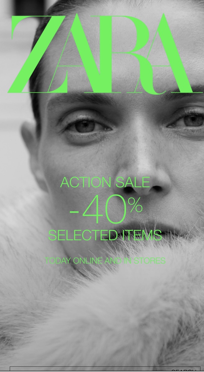 Во всеми обожаемой здесь Zara скидки 40% на выделенный ассортимент. И можно сделать заказ онлайн, хотя там в первые 10 минут разобрали самые ходовые товары. 