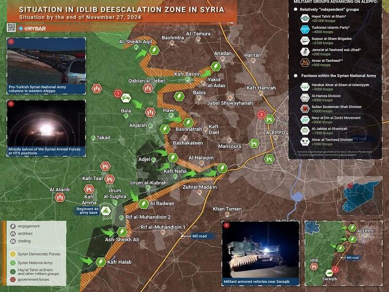 Карта наступления боевиков