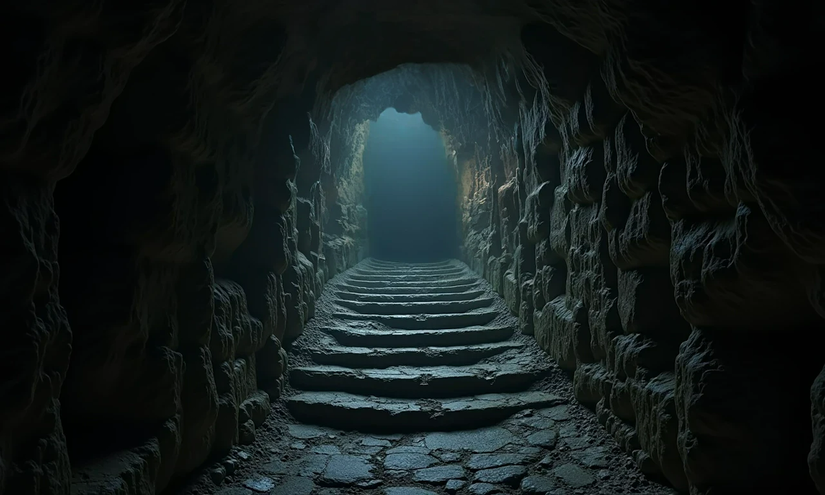 Вниз вели ступени.