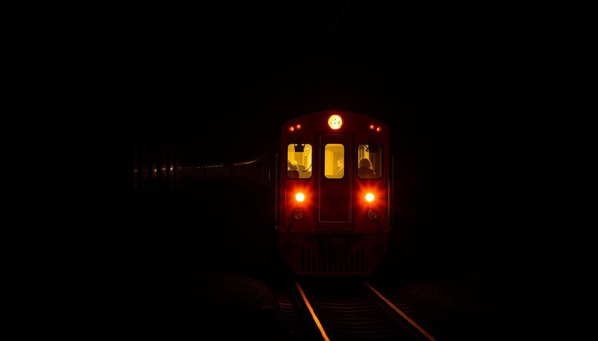 электричка, уходящая в темноту