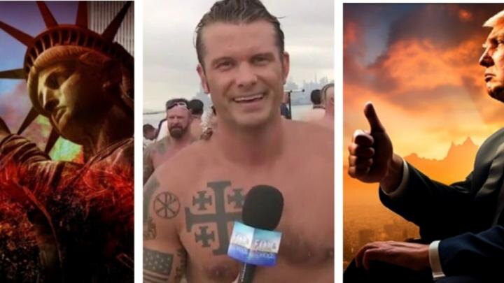 У Хегсета тату эмблемы крестоносцев, которые в 1204 году разорили Константинополь. Коллаж: ИА Новороссия/Скрин Fox News.