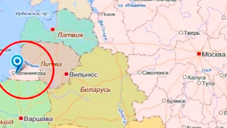 Калининград на карте