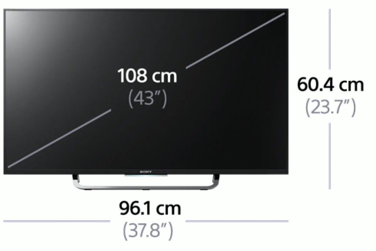 108 см сколько дюймов в телевизоре