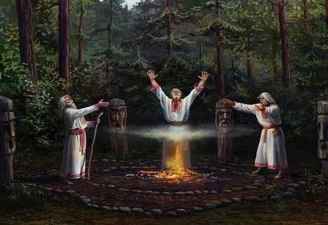 Волхвы проводят обряды.