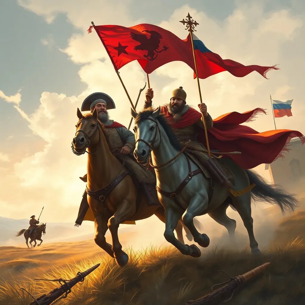 ИИ русский и монголо-татарин. Ну какой же русский без триколора?