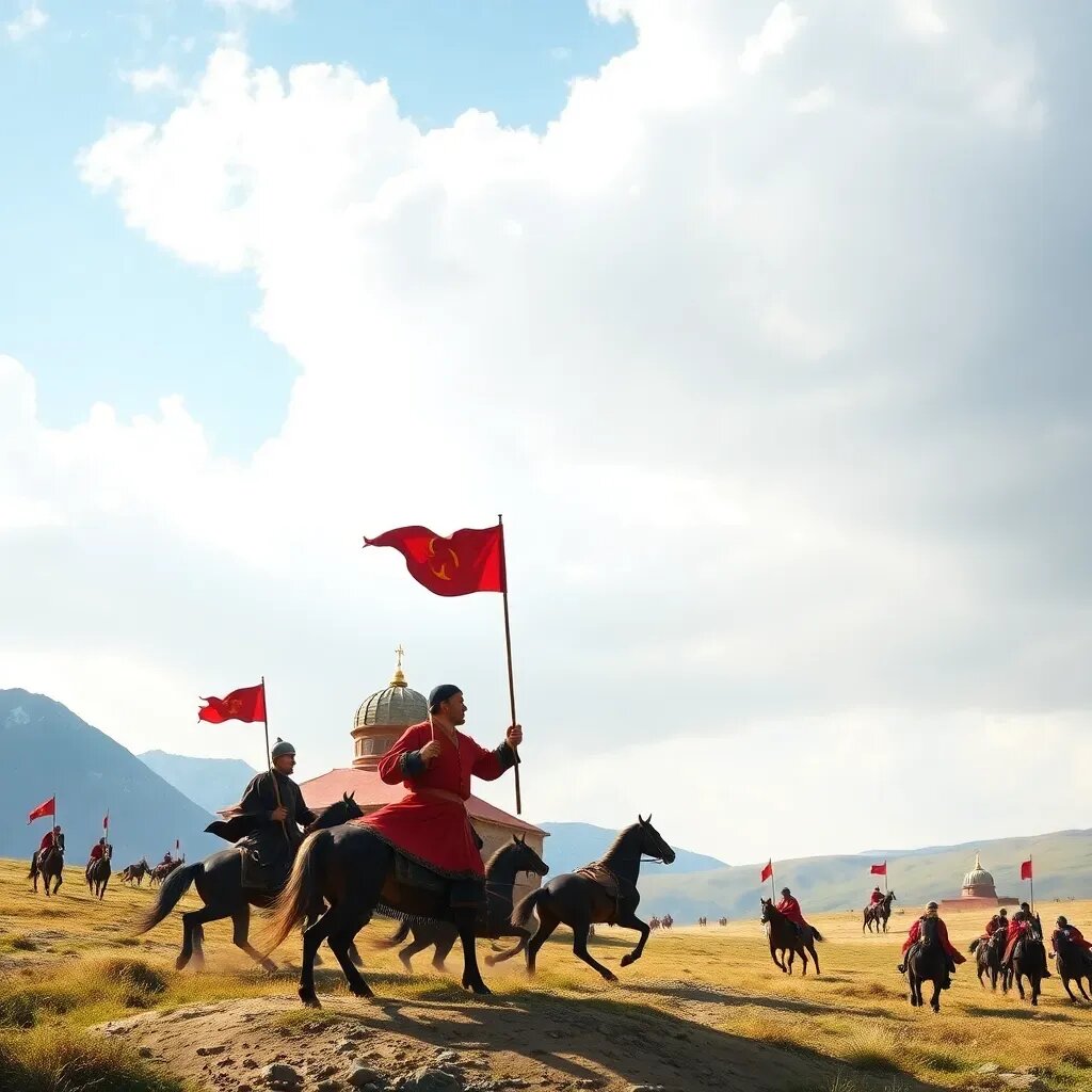 ИИ монголо-татары с красными флагами. 