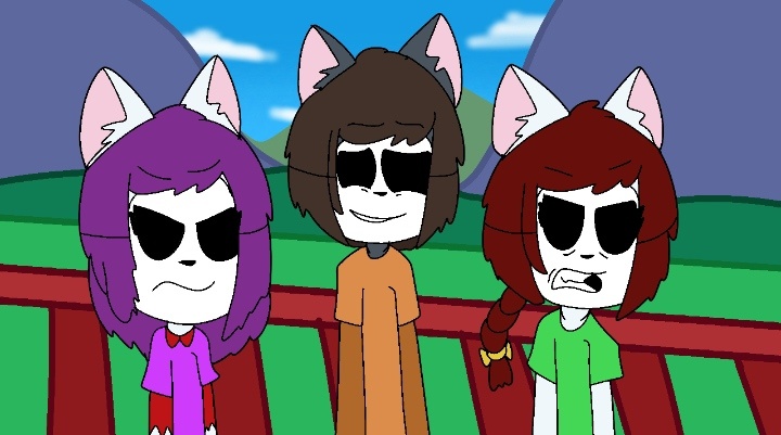 Рая (слева) и Клин (справа) недовольны Альбусом (первое появление Альбуса в серии «Бюро добрых дел»)