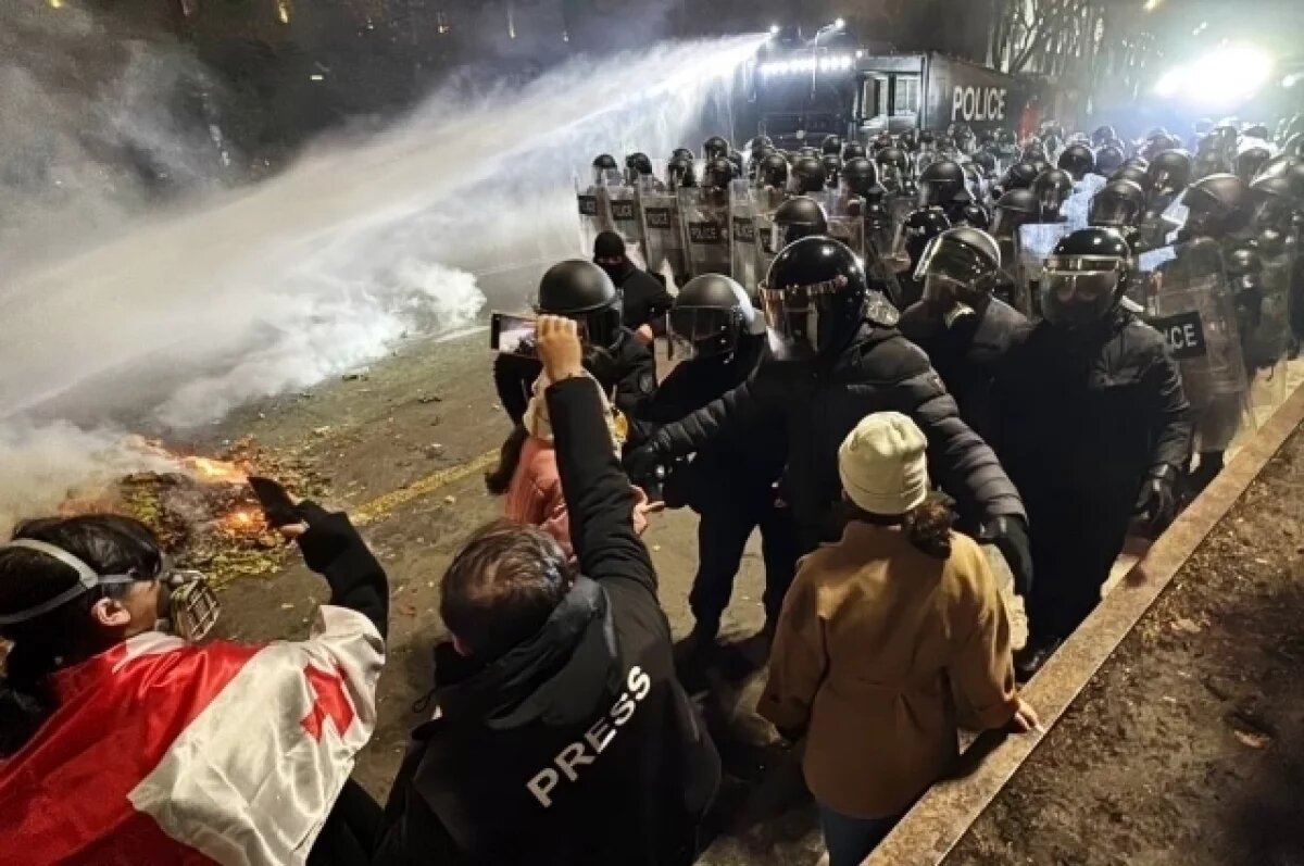    Восьмерых россиян задержали на митинге в Тбилиси за нападение на силовиков