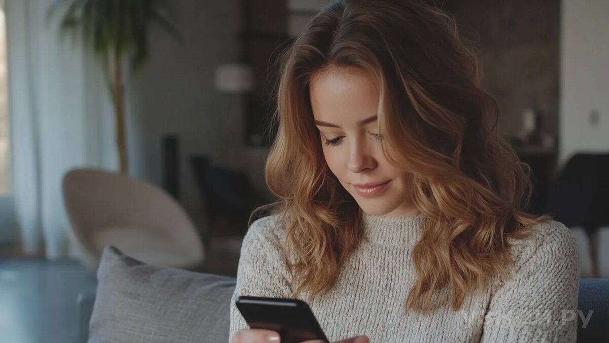     Женщина сидит в телефоне © Изображение создано нейросетью Midjourney