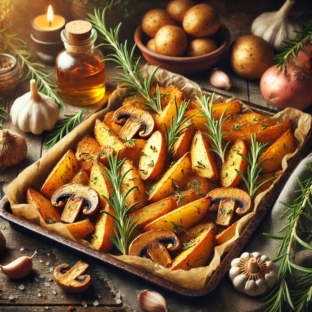 Запеченый картофель с грибами и розмарином