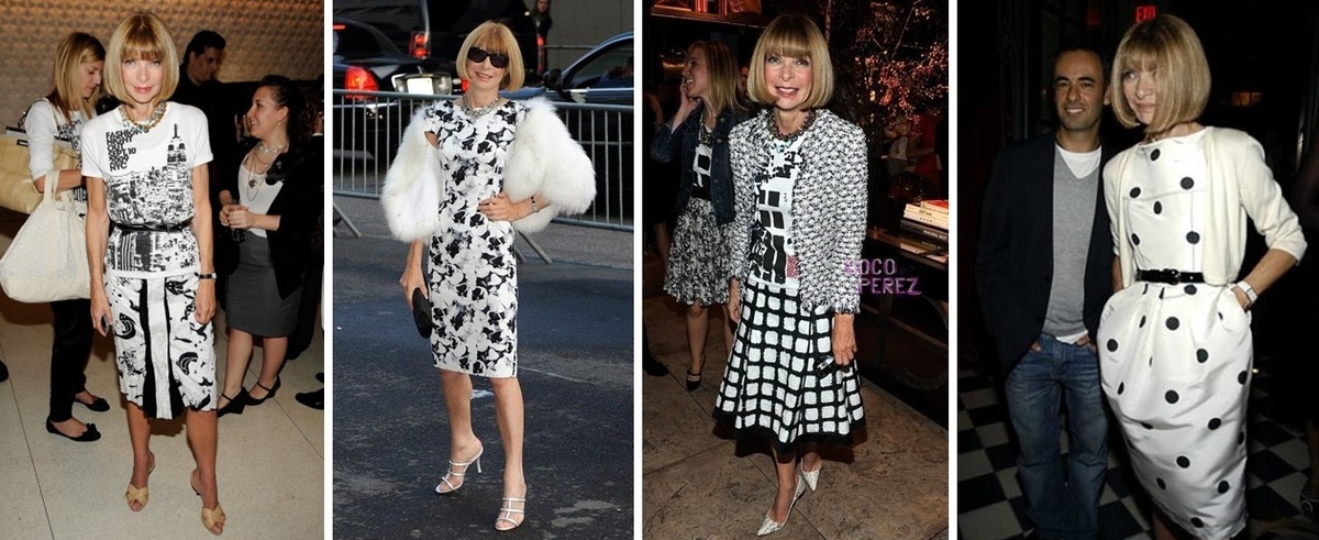 Анна Винтур в монохромных образах