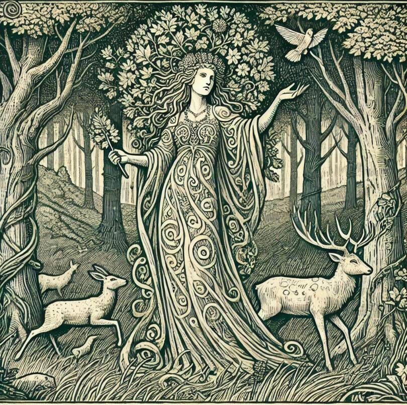 Образ лесной матери сгенерированый нейросетью.