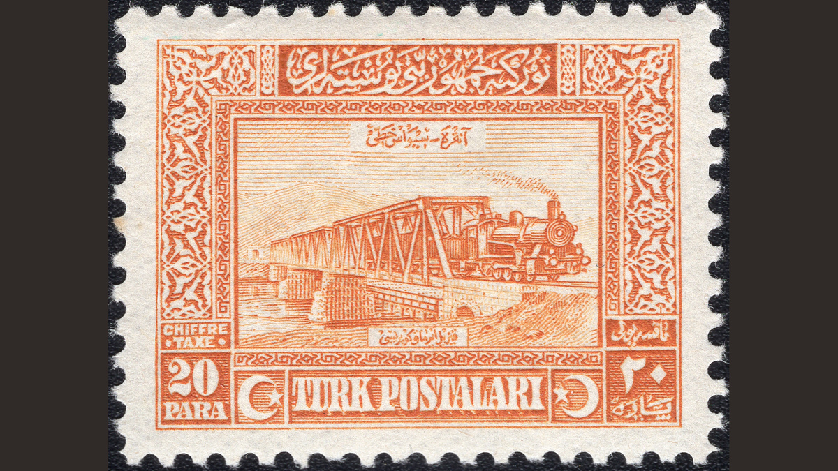 1. Турция, 1926 год, № P 52. Поезд на мосту Кызылырмак.