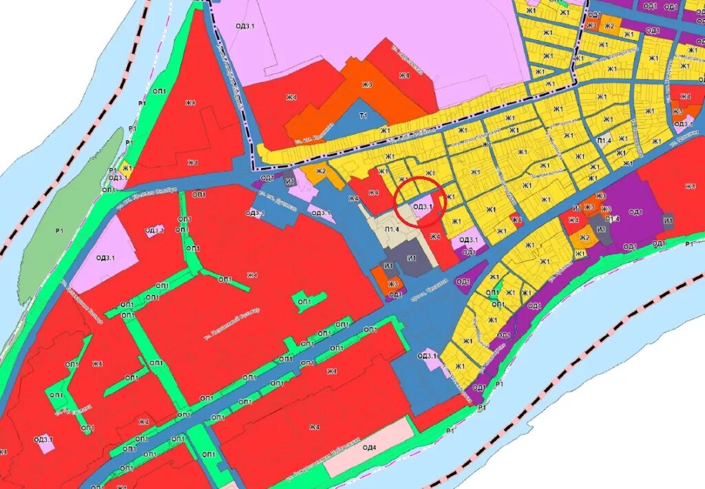 Участок выделен на Генплане Краснодара.