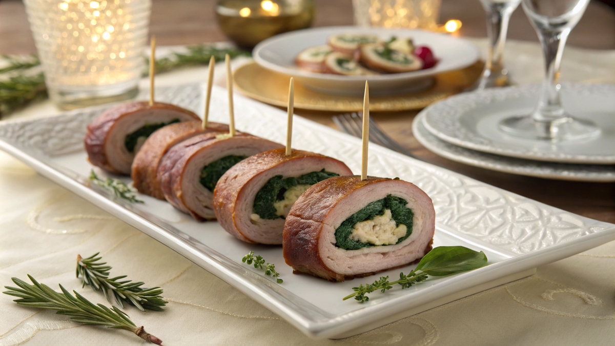 Рулетики из телятины с сыром и шпинатом